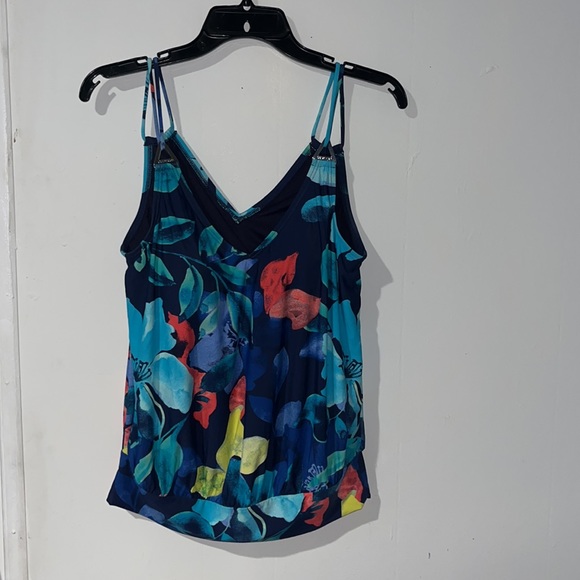 Calvin Klein Solid Blouson Tankini Navy Multi Sz S - Picture 2 of 12
